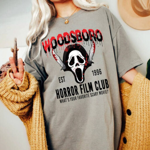 Comfort Colors Woodsboro Horror Club Shirt, Horror Film Club Shirt, Scary Halloween Shirt, Spooky Season Shirt, Scream Ghost Shirt