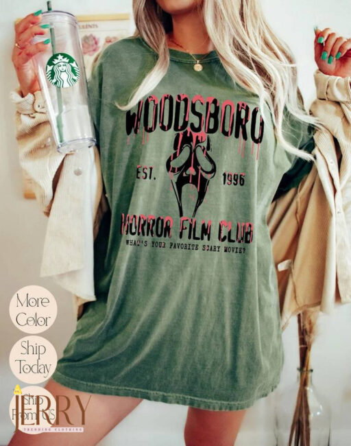 Comfort Colors Woodsboro Horror Club Shirt, Horror Film Club Shirt, Scary Halloween Shirt, Spooky Season Shirt, Scream Ghost Shirt