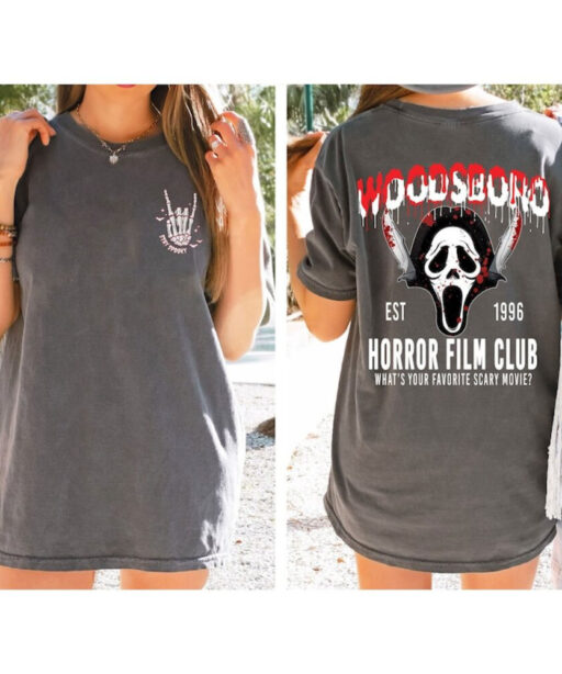 Comfort Colors Woodsboro Horror Film Club 2 Sided Shirt, Horror Film Club Shirt, Woodsboro Scream, Scream Ghost Shirt, Stay Spooky Shirt