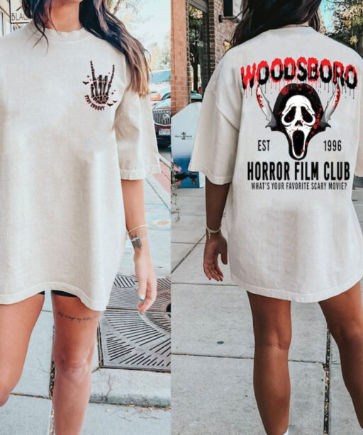 Comfort Colors Woodsboro Horror Film Club 2 Sided Shirt, Horror Film Club Shirt, Woodsboro Scream, Scream Ghost Shirt, Stay Spooky Shirt