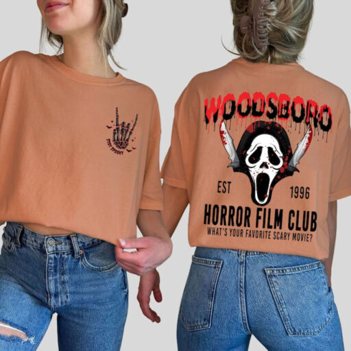 Comfort Colors Woodsboro Horror Film Club 2 Sided Shirt, Horror Film Club Shirt, Woodsboro Scream, Scream Ghost Shirt, Stay Spooky Shirt