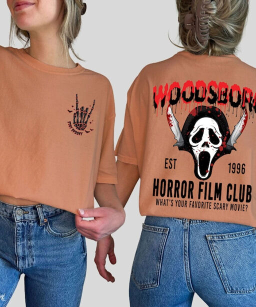 Comfort Colors Woodsboro Horror Film Club 2 Sided Shirt, Horror Film Club Shirt, Woodsboro Scream, Scream Ghost Shirt, Stay Spooky Shirt