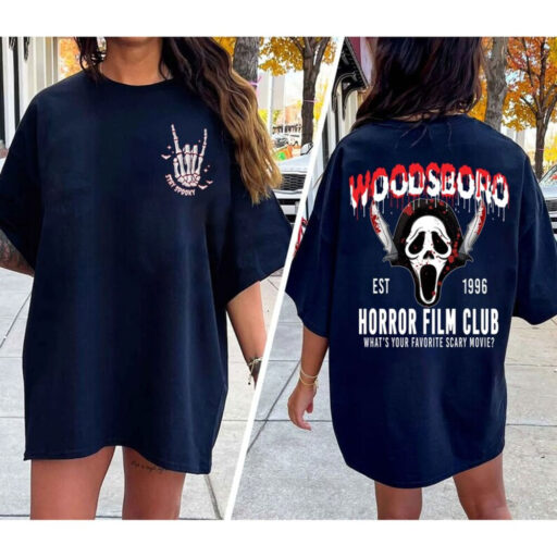 Comfort Colors Woodsboro Horror Film Club 2 Sided Shirt, Horror Film Club Shirt, Woodsboro Scream, Scream Ghost Shirt, Stay Spooky Shirt