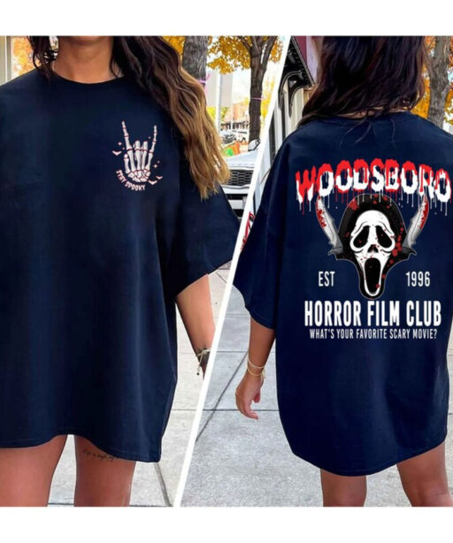 Comfort Colors Woodsboro Horror Film Club 2 Sided Shirt, Horror Film Club Shirt, Woodsboro Scream, Scream Ghost Shirt, Stay Spooky Shirt