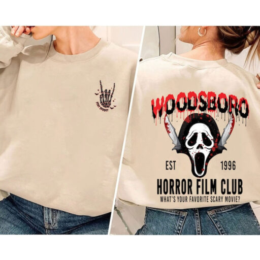 Comfort Colors Woodsboro Horror Film Club 2 Sided Shirt, Horror Film Club Shirt, Woodsboro Scream, Scream Ghost Shirt, Stay Spooky Shirt