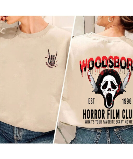 Comfort Colors Woodsboro Horror Film Club 2 Sided Shirt, Horror Film Club Shirt, Woodsboro Scream, Scream Ghost Shirt, Stay Spooky Shirt