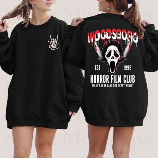 Comfort Colors Woodsboro Horror Film Club 2 Sided Shirt, Horror Film Club Shirt, Woodsboro Scream, Scream Ghost Shirt, Stay Spooky Shirt