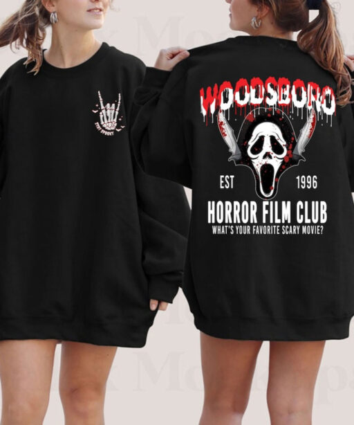 Comfort Colors Woodsboro Horror Film Club 2 Sided Shirt, Horror Film Club Shirt, Woodsboro Scream, Scream Ghost Shirt, Stay Spooky Shirt