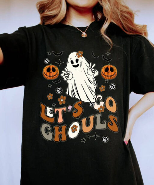 Comfort Colors®Lets go ghouls Shirt, Vintage Halloween Shirt, Retro Fall Shirt, Fall Shirt, Vintage Ghost Shirt, Ghost Pumpkin Halloween Tee