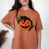 Comfort Colors® Black Cat On Pumpkin shirt, Shirt For Fall, Black Cat T-shirt, Halloween Black Cat Design, Fall Shirt, Iprintasty Halloween