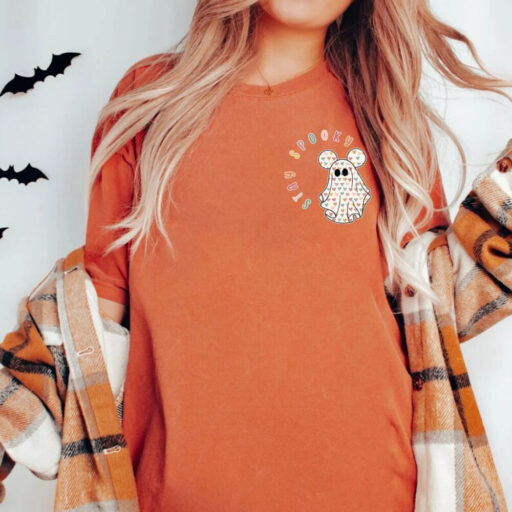Comfort Colors® Halloween Shirt Retro Stay Spooky Pocket Tee, Funny Ghost Shirt, Vintage Pumpkin Season Shirt for Women, Cute Ghost Shirt.