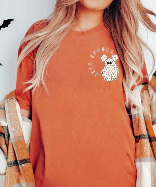 Comfort Colors® Halloween Shirt Retro Stay Spooky Pocket Tee, Funny Ghost Shirt, Vintage Pumpkin Season Shirt for Women, Cute Ghost Shirt.