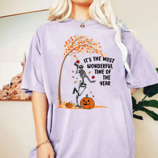 Comfort Colors® Its The Most Wonderful Time Of The Year Shirt, Halloween Shirt, Witch Shirt, Skeleton Fall Halloween, Gift For Halloween