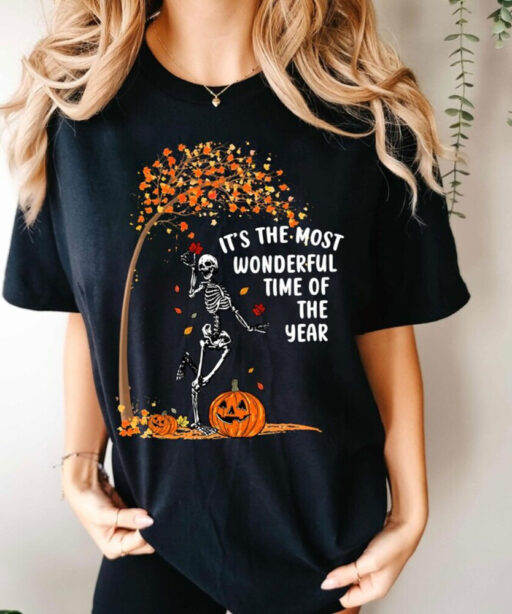 Comfort Colors® Its The Most Wonderful Time Of The Year Shirt, Halloween Shirt, Witch Shirt, Skeleton Fall Halloween, Gift For Halloween