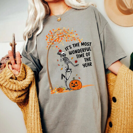 Comfort Colors® Its The Most Wonderful Time Of The Year Shirt, Halloween Shirt, Witch Shirt, Skeleton Fall Halloween, Gift For Halloween