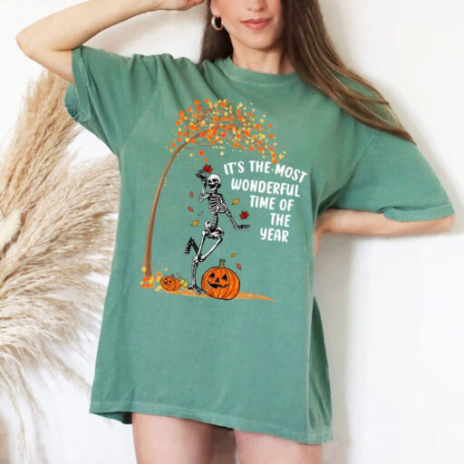 Comfort Colors® Its The Most Wonderful Time Of The Year Shirt, Halloween Shirt, Witch Shirt, Skeleton Fall Halloween, Gift For Halloween