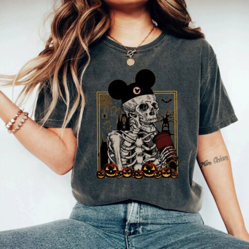 Comfort Colors® Mickey Skeleton Coffee Shirts, Vintage Disney Skeleton Coffee Sweatshirt, Disney Pumpkin Halloween Shirt, Stay Spooky Shirt