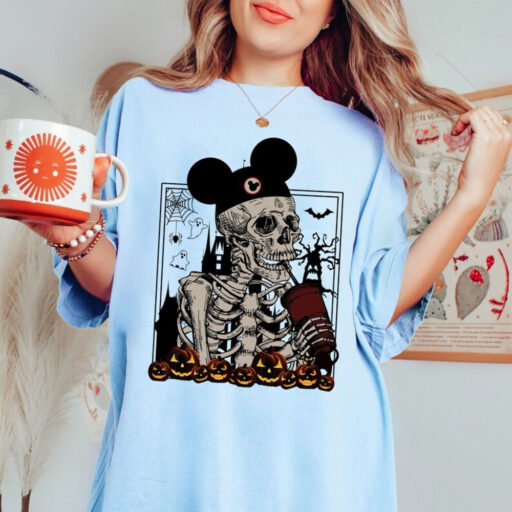 Comfort Colors® Mickey Skeleton Coffee Shirts, Vintage Disney Skeleton Coffee Sweatshirt, Disney Pumpkin Halloween Shirt, Stay Spooky Shirt