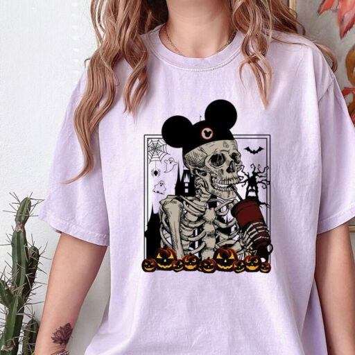 Comfort Colors® Mickey Skeleton Coffee Shirts, Vintage Disney Skeleton Coffee Sweatshirt, Disney Pumpkin Halloween Shirt, Stay Spooky Shirt