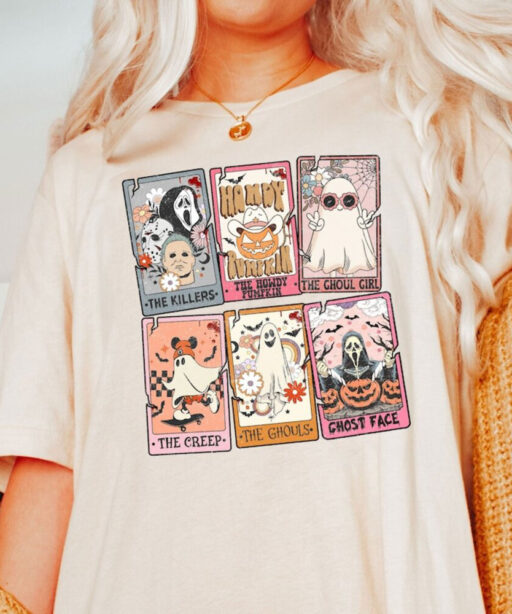 Comfort Colors® Retro Halloween Tarot Card Shirt, Halloween Ghost Shirt, Fall Halloween Shirt, Spooky Season Shirt, Halloween Horror Shirt