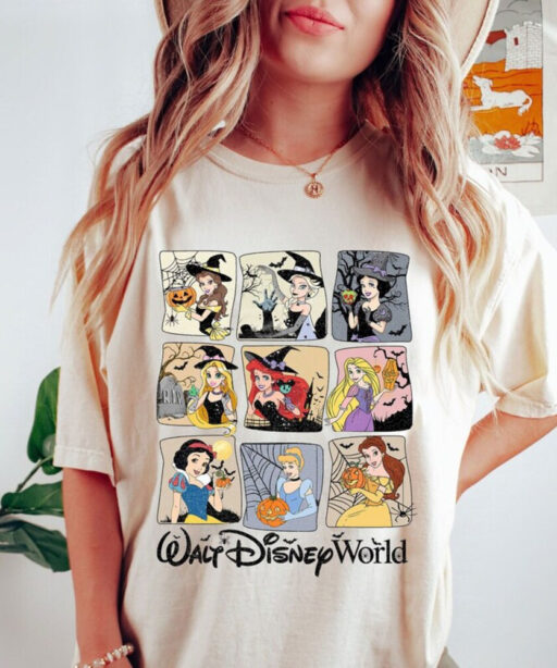 Comfort Colors® Vintage Disney Princess Halloween Shirt, Retro Walt Disney World Halloween Shirt, Princess Halloween Shirt, Halloween Shirt