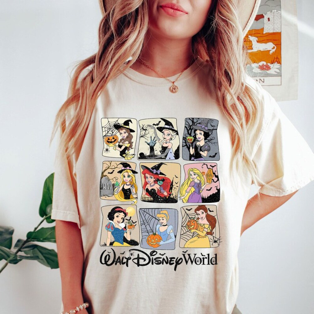 Comfort Colors® Vintage Disney Princess Halloween Shirt, Retro Walt Disney World Halloween Shirt, Princess Halloween Shirt, Halloween Shirt