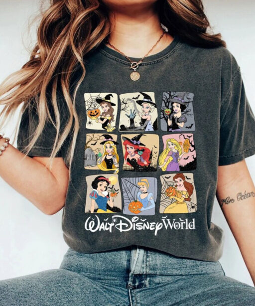 Comfort Colors® Vintage Disney Princess Halloween Shirt, Retro Walt Disney World Halloween Shirt, Princess Halloween Shirt, Halloween Shirt