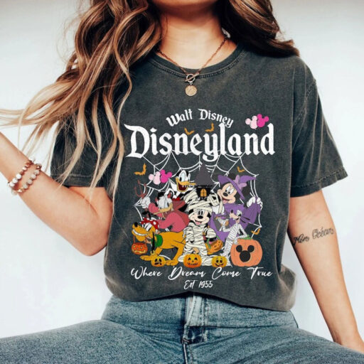 Comfort Colors® Vintage Disneyland Halloween Trick Or Treat Shirt, Disney Mickey & Friends Halloween Shirt, Retro Disneyland Halloween Shirt