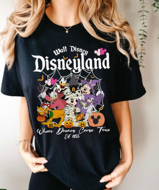 Comfort Colors® Vintage Disneyland Halloween Trick Or Treat Shirt, Disney Mickey & Friends Halloween Shirt, Retro Disneyland Halloween Shirt