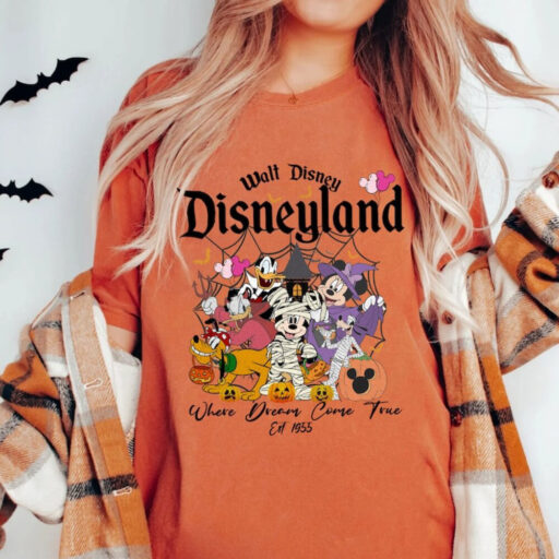 Comfort Colors® Vintage Disneyland Halloween Trick Or Treat Shirt, Disney Mickey & Friends Halloween Shirt, Retro Disneyland Halloween Shirt