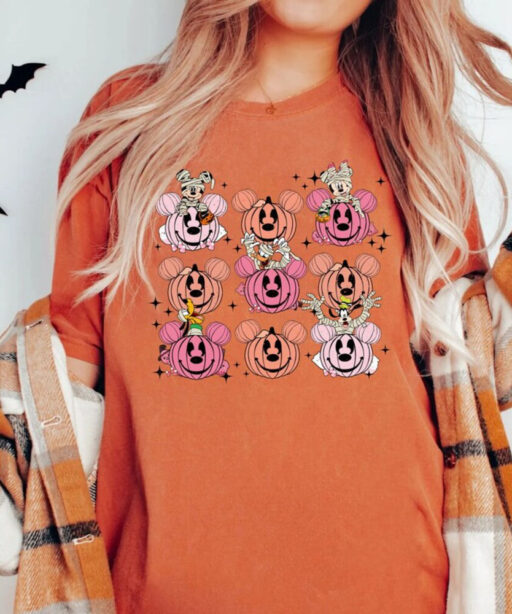 Comfort Colors® Vintage Mickey and Friends Halloween Shirt, Disney Pumpkins Shirt, Cute Fall Shirt, Disney Skeleton Halloween Shirt