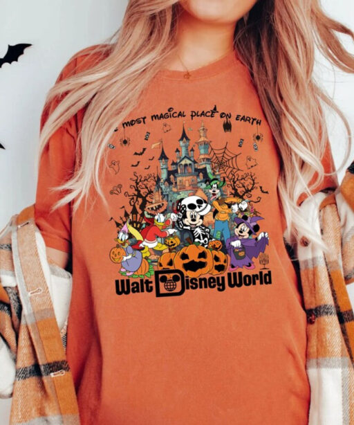 Comfort Colors® Vintage Walt Disney World Halloween Shirt, Disneyworld Halloween 2023 Shirt, Mickey And Friends Halloween Shirt,Disney Shirt