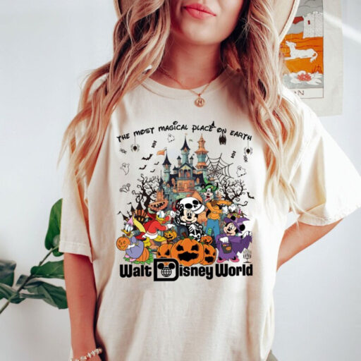 Comfort Colors® Vintage Walt Disney World Halloween Shirt, Disneyworld Halloween 2023 Shirt, Mickey And Friends Halloween Shirt,Disney Shirt