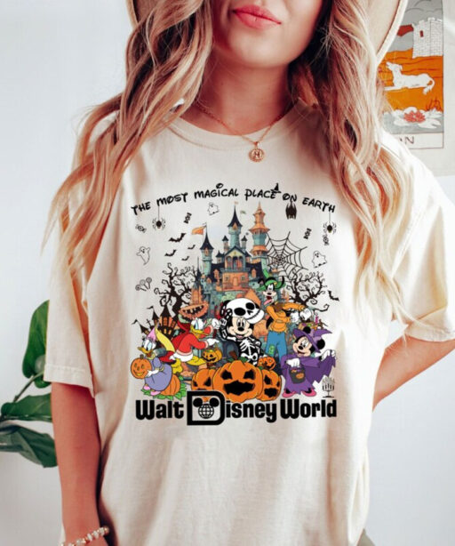 Comfort Colors® Vintage Walt Disney World Halloween Shirt, Disneyworld Halloween 2023 Shirt, Mickey And Friends Halloween Shirt,Disney Shirt