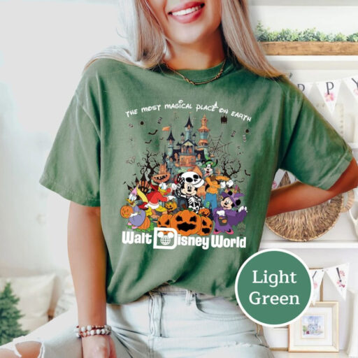 Comfort Colors® Vintage Walt Disney World Halloween Shirt, Disneyworld Halloween 2023 Shirt, Mickey And Friends Halloween Shirt,Disney Shirt