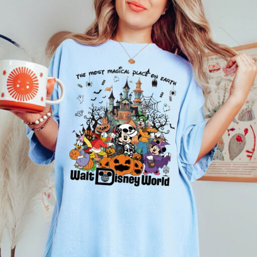 Comfort Colors® Vintage Walt Disney World Halloween Shirt, Disneyworld Halloween 2023 Shirt, Mickey And Friends Halloween Shirt,Disney Shirt