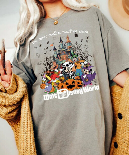 Comfort Colors® Vintage Walt Disney World Halloween Shirt, Disneyworld Halloween 2023 Shirt, Mickey And Friends Halloween Shirt,Disney Shirt