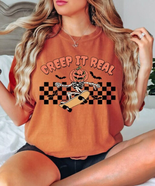 Creep it Real Pumpkin Comfort Colors shirt, Retro Disney Halloween Sweater, Vintage Ghost Halloween Shirt, Witch Shirt, Retro Pumpkin Shirt