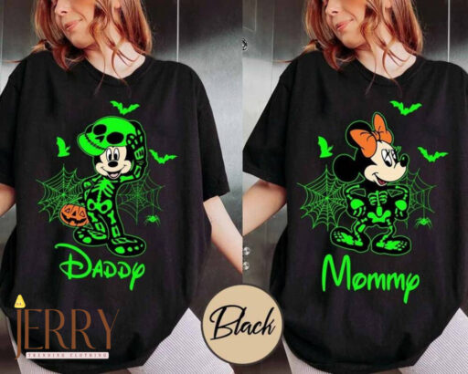 Custom Disney Skeleton Halloween Comfort T-Shirt, Custom Name & Character Disney Skeleton Shirt, Disneyland Halloween Family Matching Shirt