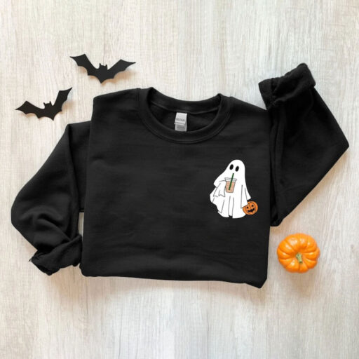 Cute Spooky Coffee Sweatshirt, Womens Ghost Sweatshirt, Spooky Season, Fall Coffee Lover Shirt, Halloween Party Shirt, Fall Graphic Shirt