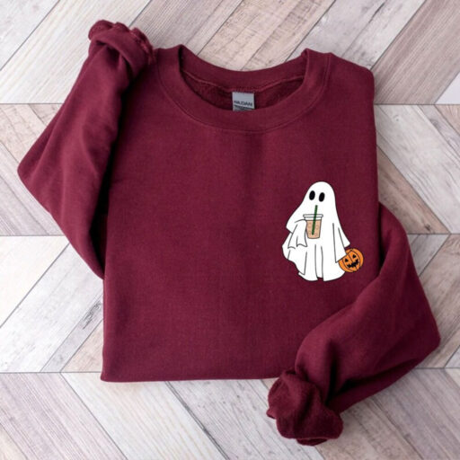 Cute Spooky Coffee Sweatshirt, Womens Ghost Sweatshirt, Spooky Season, Fall Coffee Lover Shirt, Halloween Party Shirt, Fall Graphic Shirt