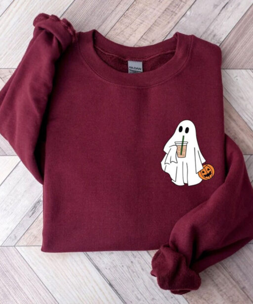 Cute Spooky Coffee Sweatshirt, Womens Ghost Sweatshirt, Spooky Season, Fall Coffee Lover Shirt, Halloween Party Shirt, Fall Graphic Shirt