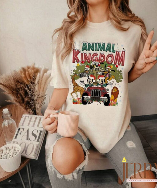 Disney Animal Kingdom Christmas Comfort Shirt, Mickey & friends Safari Mode Merry Christmas Comfort Shirt, Disney Christmas Tree Shirt