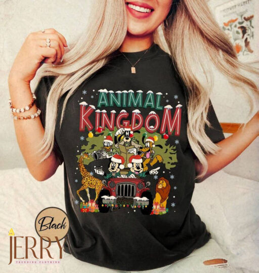 Disney Animal Kingdom Christmas Comfort Shirt, Mickey & friends Safari Mode Merry Christmas Comfort Shirt, Disney Christmas Tree Shirt