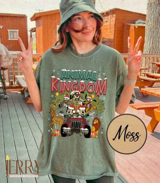 Disney Animal Kingdom Christmas Comfort Shirt, Mickey & friends Safari Mode Merry Christmas Comfort Shirt, Disney Christmas Tree Shirt