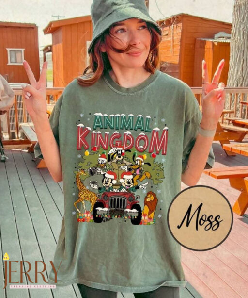 Disney Animal Kingdom Christmas Comfort Shirt, Mickey & friends Safari Mode Merry Christmas Comfort Shirt, Disney Christmas Tree Shirt