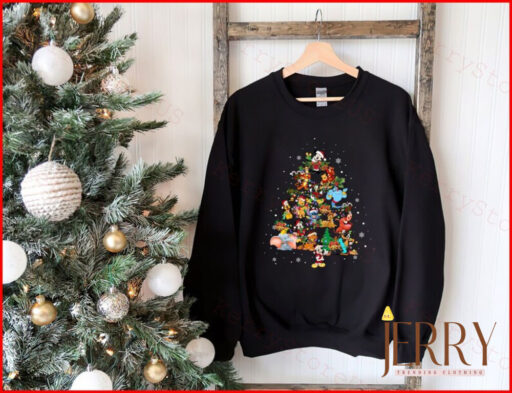 Disney Characters Christmas tree Shirt, Retro Disney Christmas shirt, Mickey And Friend Christmas Shirt, Santa Shirt, Christmas tree Shirt