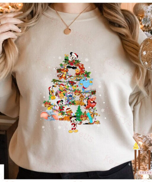 Disney Characters Christmas tree Shirt, Retro Disney Christmas shirt, Mickey And Friend Christmas Shirt, Santa Shirt, Christmas tree Shirt