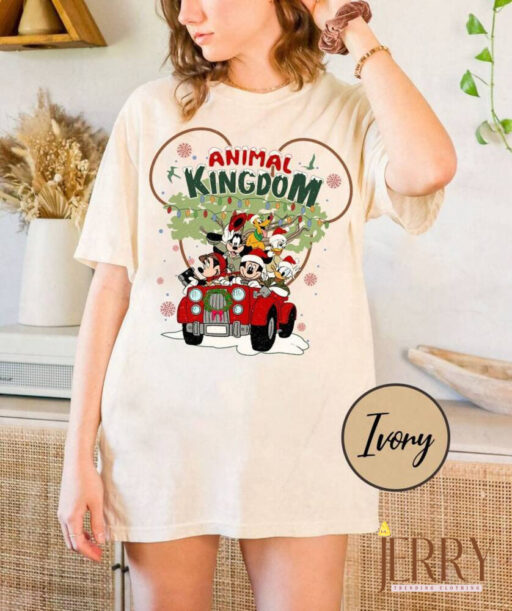 Disney Christmas Animal Kingdom Comfort Shirt, Retro Mickey and Friends Safari Christmas Trip, Disney Family Very Merry Christmas Party 2023