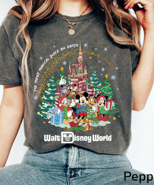 Disney Christmas Vintage Shirt, Walt Disney World Christmas Shirt, Magic Kingdom Xmas, Mickey And Friends Christmas Shirt, Disneyland Xmas